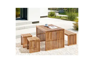 Trädgårdsbord Beliani Bellano 120x70x70 cm Light wood - Havemøbler - Havebord - Spisebord & havebord