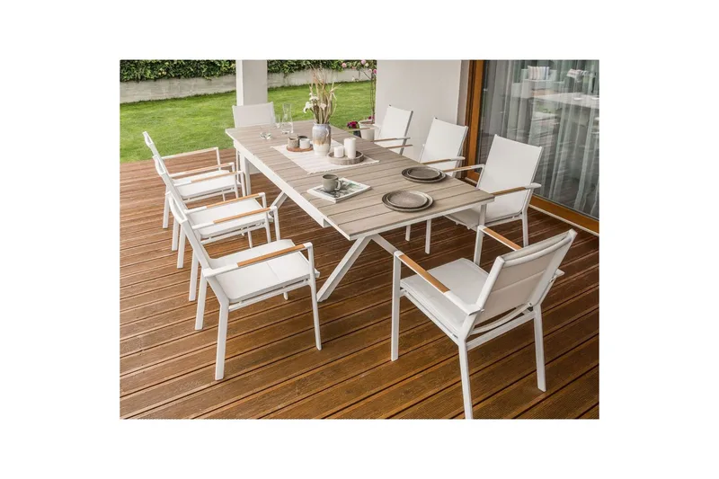 Trädgårdsbord Beliani Fanes Ljus trä/grå Light wood||White - Havemøbler - Havebord - Spisebord & havebord
