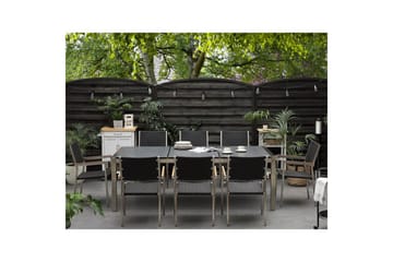 Trädgårdsbord Beliani Grosseto Grå/Svart/Silver, 100x220x74 cm Grey||Black||Silver - Havemøbler - Havebord - Spisebord & havebord