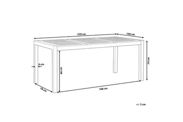 Trädgårdsbord Beliani Grosseto Grå/Svart/Silver, 100x220x74 cm Light wood||Silver - Havemøbler - Havebord - Spisebord & havebord