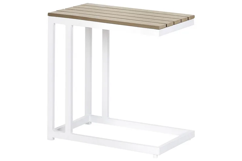 Trädgårdsbord Beliani Messina Ljus trä/vit, 35x60x59 cm Light wood||White, undefined