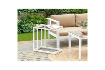 Trädgårdsbord Beliani Messina Ljus trä/vit, 35x60x59 cm Light wood||White - Havemøbler - Havebord - Spisebord & havebord