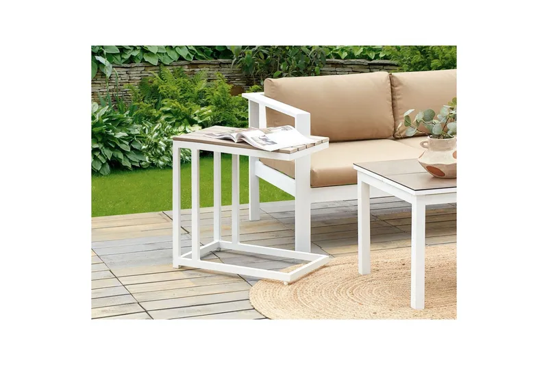 Trädgårdsbord Beliani Messina Ljus trä/vit, 35x60x59 cm Light wood||White - Havemøbler - Havebord - Spisebord & havebord