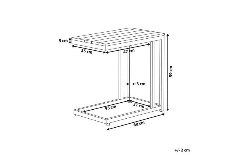 Trädgårdsbord Beliani Messina Ljus trä/vit, 35x60x59 cm Light wood||White - Havemøbler - Havebord - Spisebord & havebord
