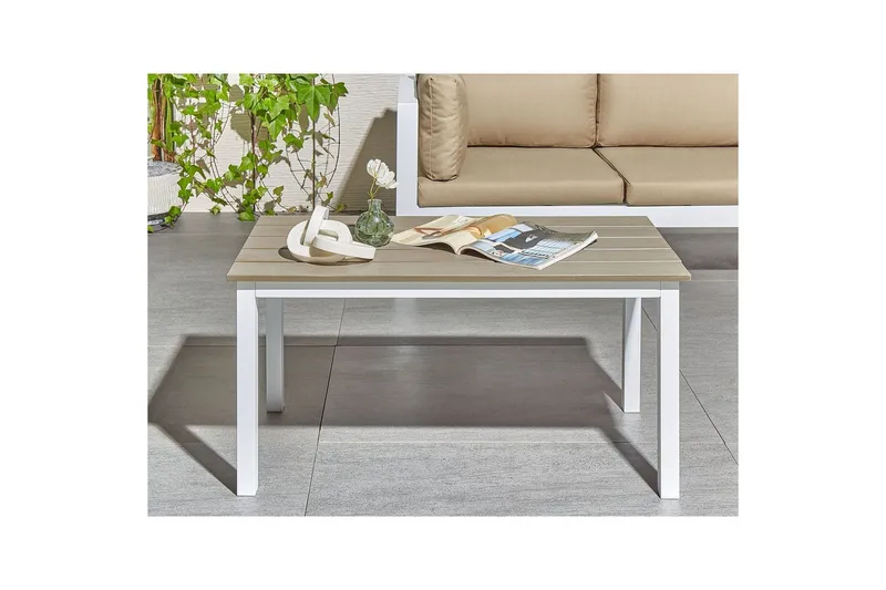 Trädgårdsbord Beliani Messina Ljus trä/vit, 52x96x50 cm Light wood||White - Havemøbler - Havebord - Spisebord & havebord