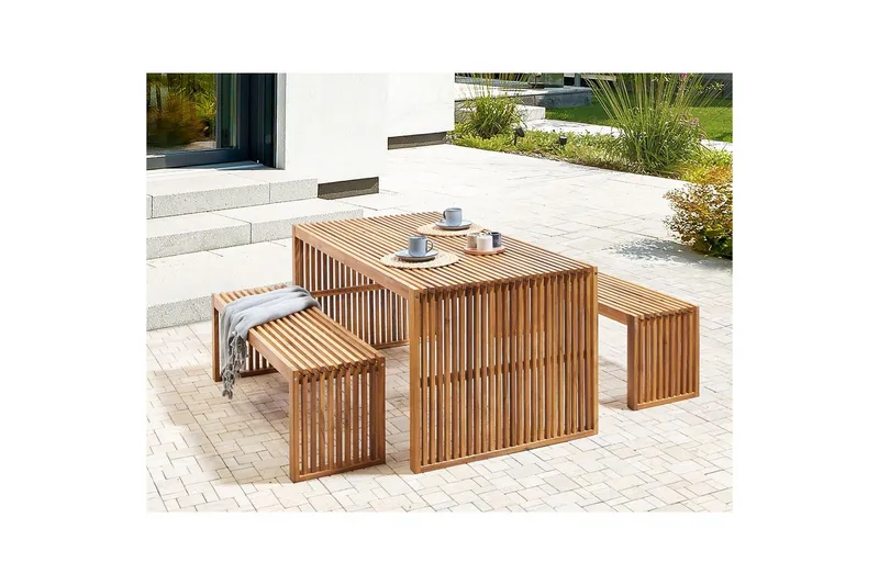 Trädgårdsbord Beliani Sulzano Light wood - Havemøbler - Havebord - Spisebord & havebord