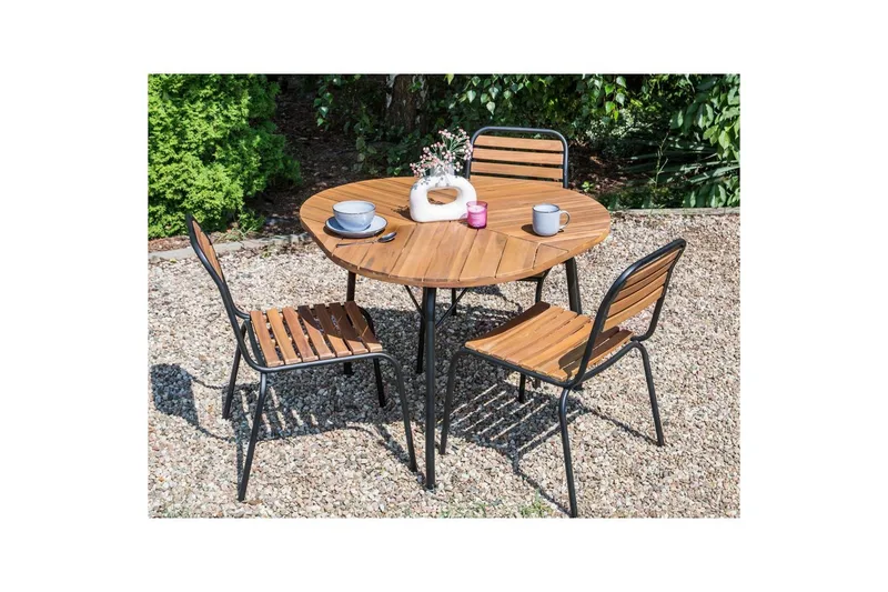 Trädgårdsbord Beliani Varenna Light wood||Black - Havemøbler - Havebord - Spisebord & havebord