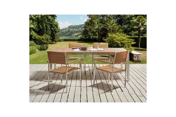 Trädgårdsbord Beliani Viareggio Light wood||Silver - Havemøbler - Havebord - Spisebord & havebord
