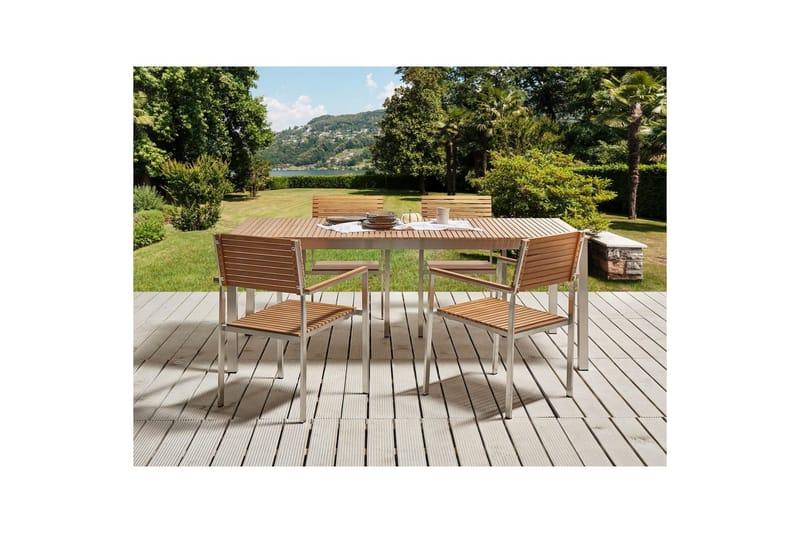 Trädgårdsbord Beliani Viareggio Light wood||Silver - Havemøbler - Havebord - Spisebord & havebord