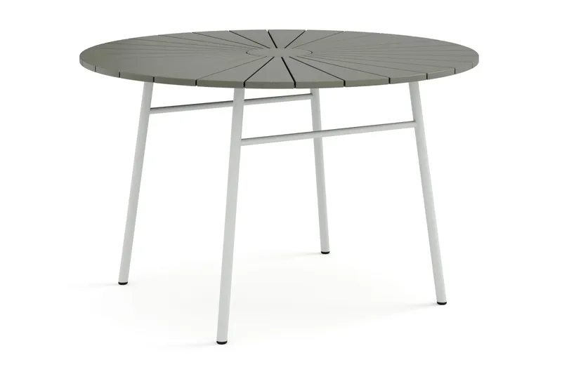 Tunis Spisebord Udendørs 120 cm Rundt, Hvid/Grå