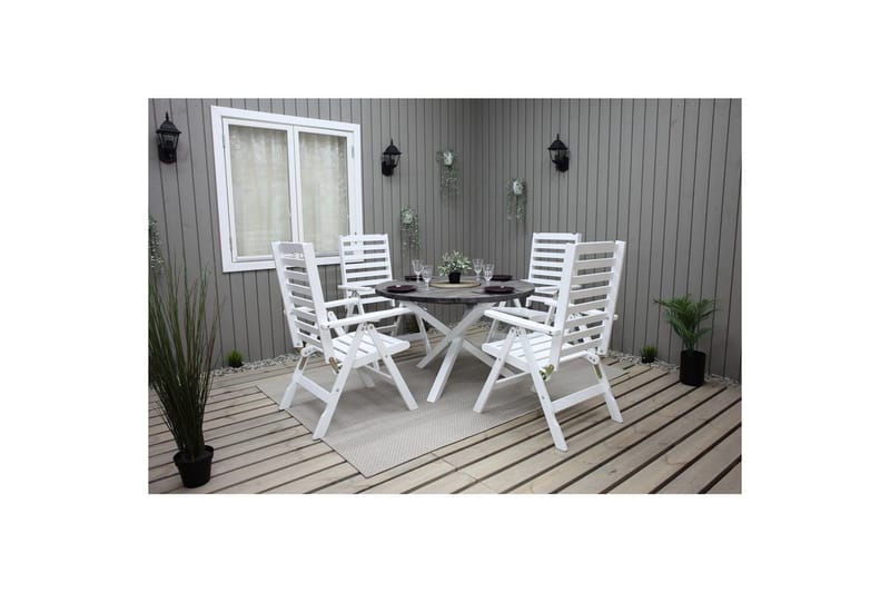 Udendørs Bord Scottsdale Round - Shabby Chic grå med hvide ben - Havemøbler - Havebord - Spisebord & havebord