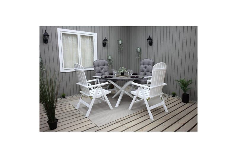 Udendørs Bord Scottsdale Round - Shabby Chic grå med hvide ben - Havemøbler - Havebord - Spisebord & havebord