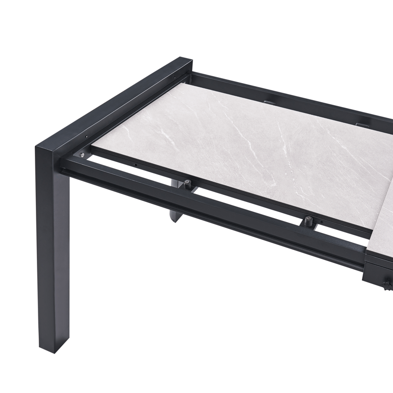 Udtrækkeligt spisebord udendørs Binasco 160/220 cm - Beige/Sort - Havemøbler - Havebord - Spisebord & havebord