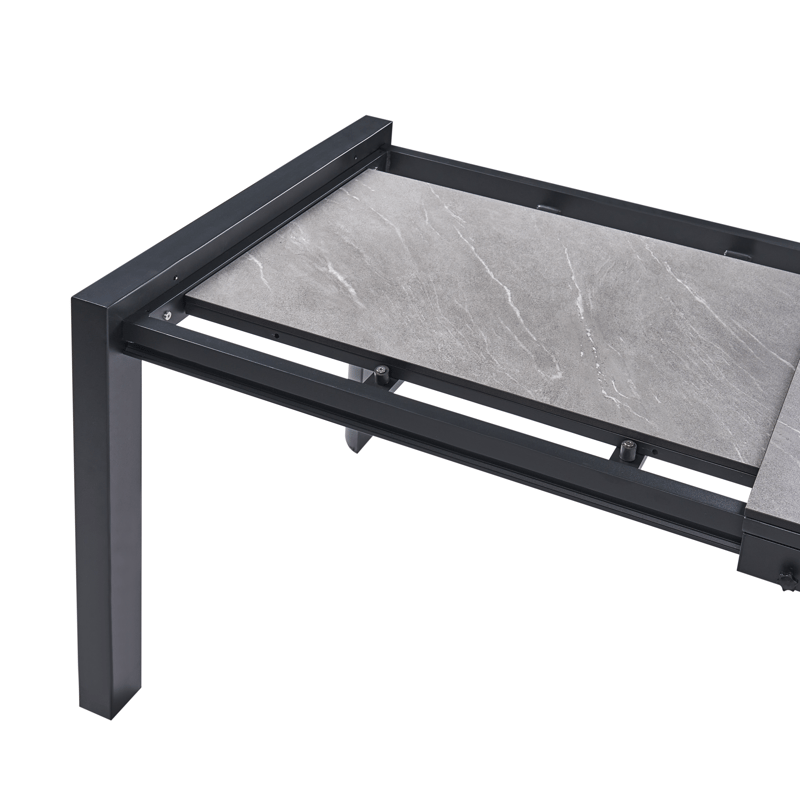 Udtrækkeligt spisebord udendørs Binasco 90x160/220 cm - Grå/Sort - Havemøbler - Havebord - Spisebord & havebord