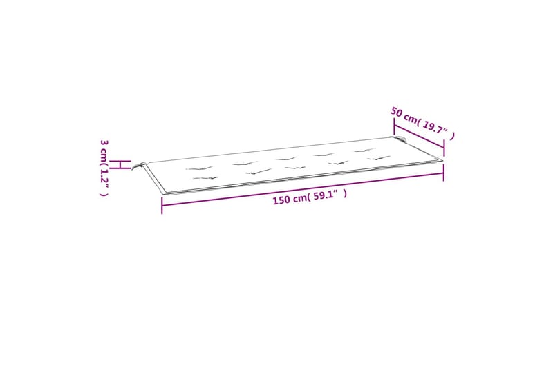 beBasic hynde til havebænk blå 150 x 50 x 3 cm - BlÃ¥ - Hynder til bænk & havesofa