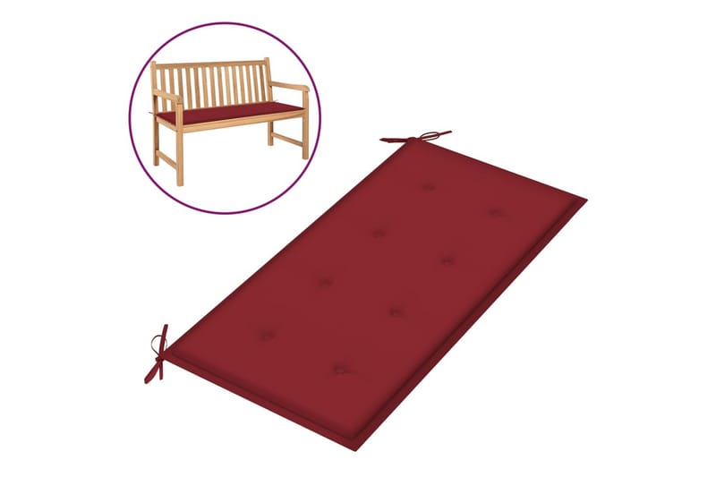 Hynde Til Havebænk 100x50x4 cm Stof Vinrød - Rød - Havemøbler - Hynder - Hynder til bænk & havesofa