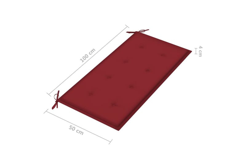 Hynde Til Havebænk 100x50x4 cm Stof Vinrød - Rød - Havemøbler - Hynder - Hynder til bænk & havesofa
