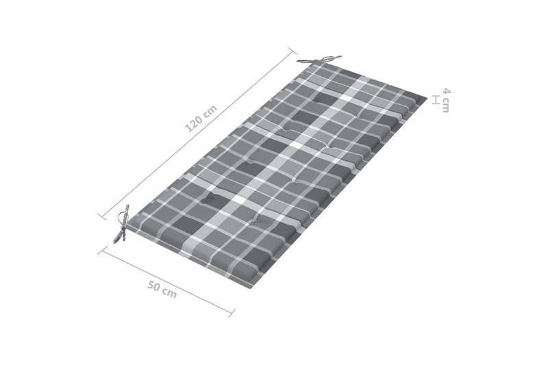Hynde Til Havebænk 120x50x4 cm Stof Gråternet Mønster - Flerfarvet - Havemøbler - Hynder - Hynder til bænk & havesofa
