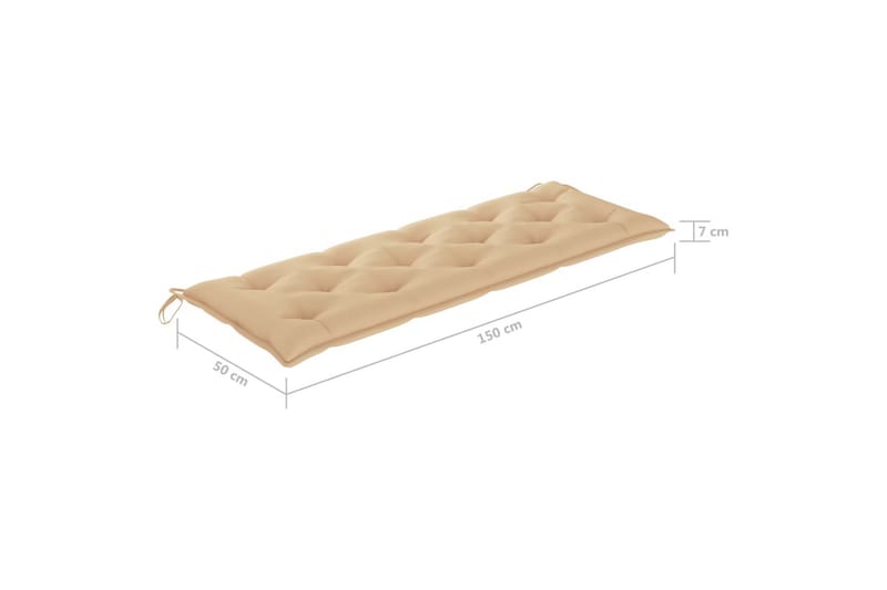 Hynde til havebænk 150x50x7 cm stof beige - Beige - Hynder til bænk & havesofa