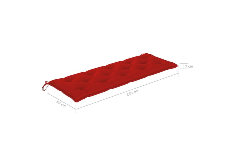 Hynde til havebænk 150x50x7 cm stof rød - Rød - Havemøbler - Hynder - Hynder til bænk & havesofa