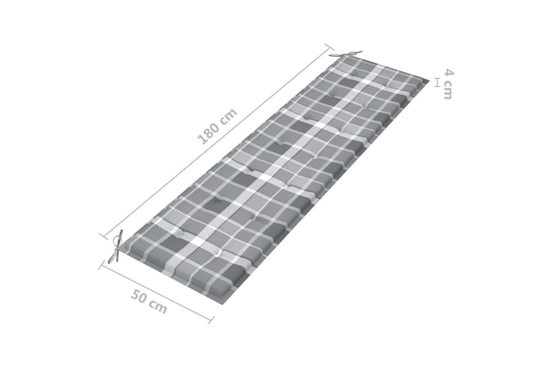 Hynde Til Havebænk 180x50x4 cm Stof Gråternet Mønster - Flerfarvet - Havemøbler - Hynder - Hynder til bænk & havesofa