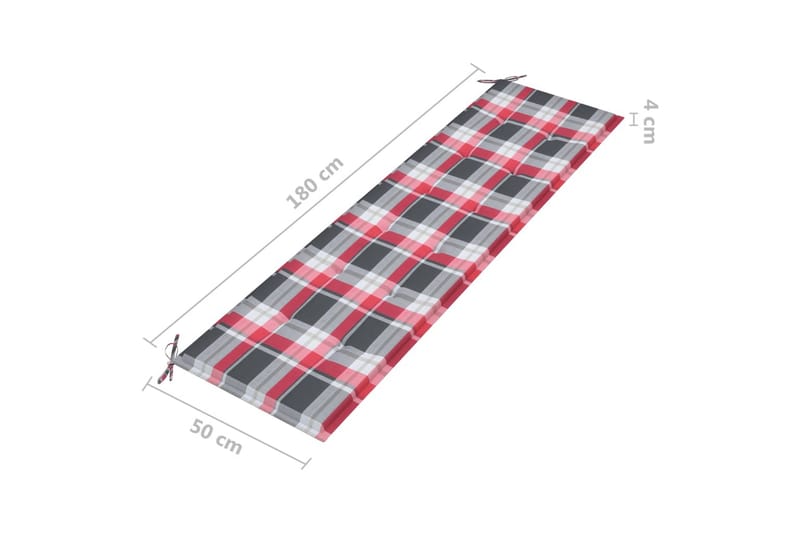 Hynde Til Havebænk 180x50x4 cm Stof Rødternet Mønster - Flerfarvet - Havemøbler - Hynder - Hynder til bænk & havesofa