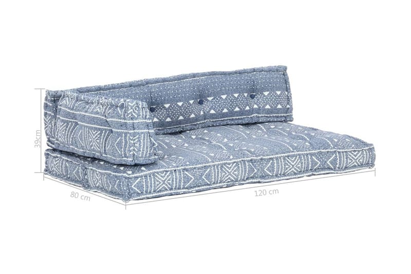 Hynde Til Pallesofa Stof Patchwork Indigo - Blå - Havemøbler - Hynder - Hynder til bænk & havesofa