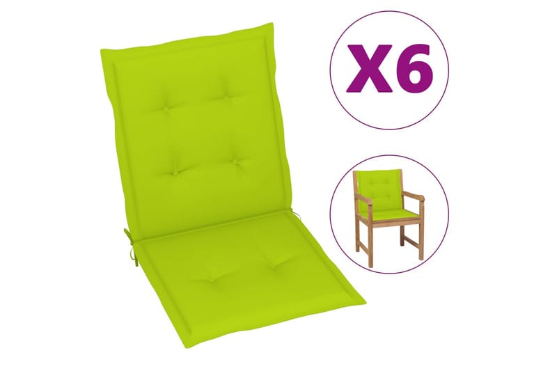 hynder til havestole 6 stk. 100x50x4 cm lysegrøn - Grøn - Havemøbler - Hynder - Hynder til bænk & havesofa
