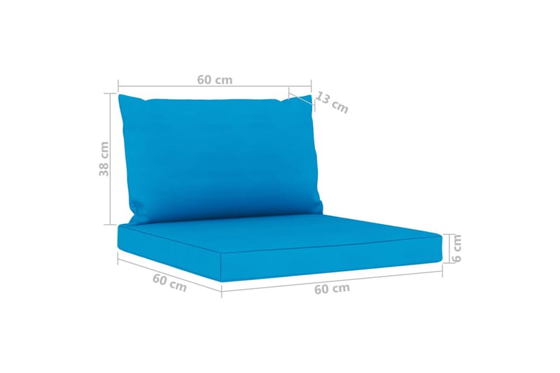 Hynder til pallesofa 2 stk. stof lyseblå - Blå - Havemøbler - Hynder - Hynder til bænk & havesofa