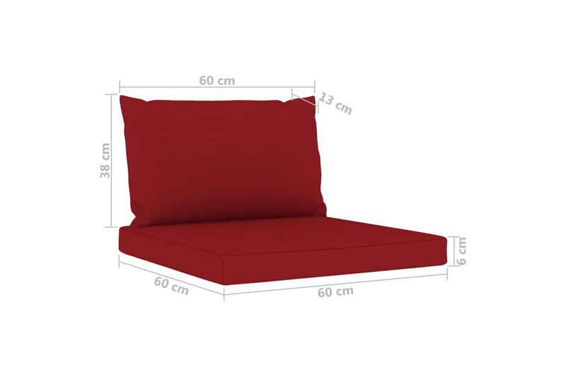 Hynder til pallesofa 2 stk. stof vinrød - Rød - Havemøbler - Hynder - Hynder til bænk & havesofa