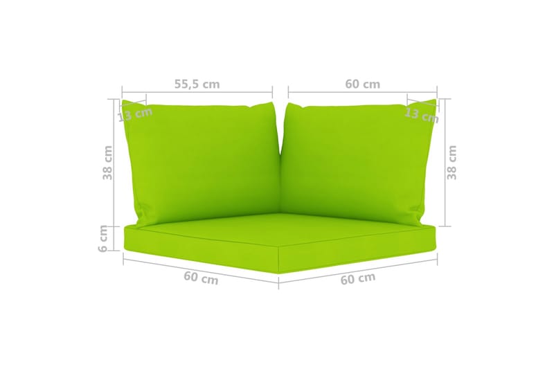 Hynder til pallesofa 3 stk. stof lysegrøn - Grøn - Havemøbler - Hynder - Hynder til bænk & havesofa