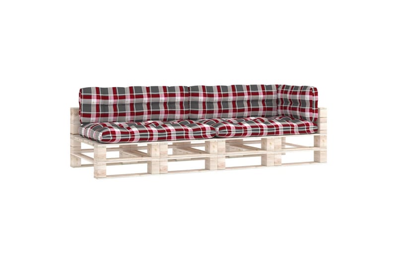hynder til pallesofa 5 stk. rødternet mønster - Flerfarvet - Havemøbler - Hynder - Hynder til bænk & havesofa