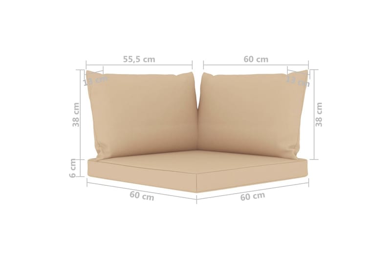hynder til pallesofa 3 stk. stof beige - Havemøbler - Hynder - Hynder til bænk & havesofa