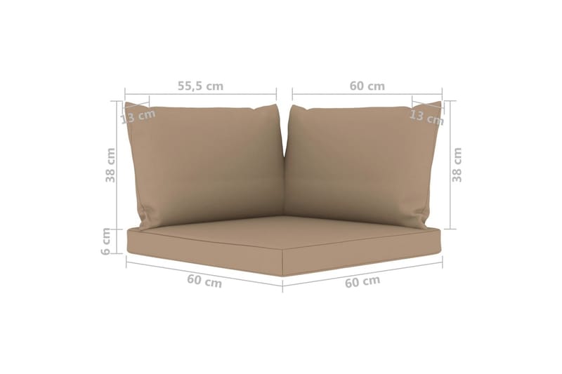 hynder til pallesofa 3 stk. stof gråbrun - Gråbrun - Havemøbler - Hynder - Hynder til bænk & havesofa