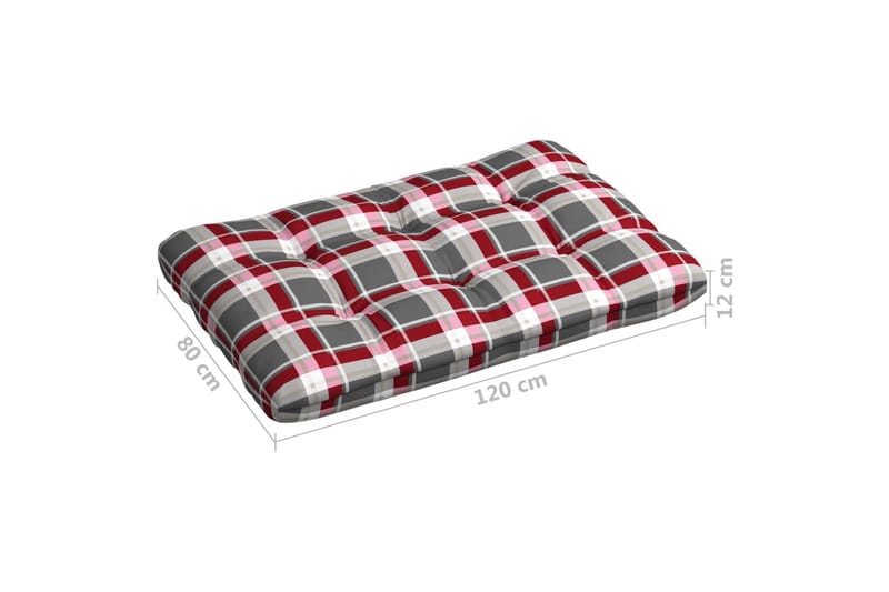 Pallehynde 120x80x12 cm stof ternet mønster rød - Flerfarvet - Havemøbler - Hynder - Hynder til bænk & havesofa