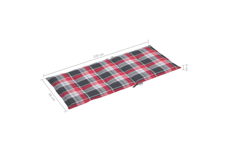 hynder til havestol 4 stk. 120x50x4 cm rødternet mønster - Flerfarvet - Havemøbler - Hynder - Siddehynder