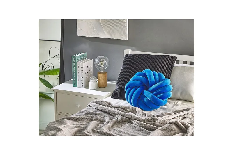 Pyntepuder Akola Blå, Fløjl - Blå, Fløjl - Tekstiler - Pude & plaid - Pyntepuder & pudebetræk