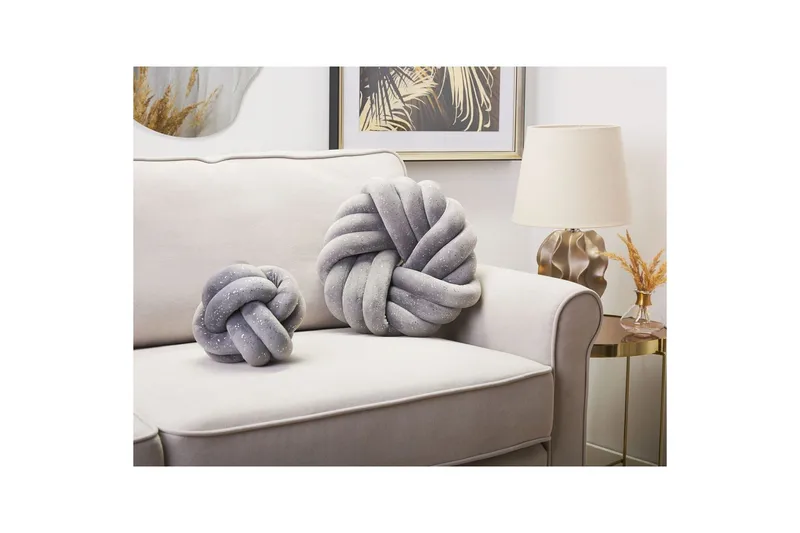 Pyntepuder Akola Grå, Fløjl - Grå, Fløjl - Tekstiler - Pude & plaid - Pyntepuder & pudebetræk