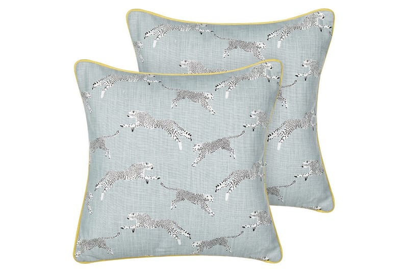 Pyntepuder Arales sæt af 2 Grå/hvid/sort/gul, Firkantet, Grå/hvid/sort/gul, Firkantet