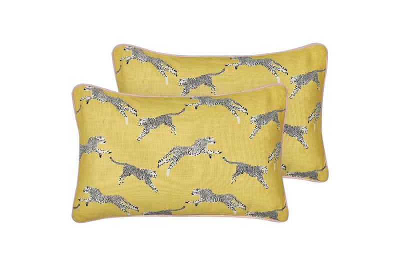 Pyntepuder Arales sæt af 2 Gul/Hvid/Sort, Rektangulær - Gul/Hvid/Sort, Rektangulær - Tekstiler - Pude & plaid - Udendørs puder