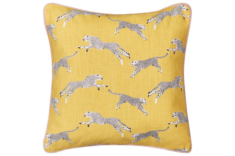 Pyntepuder Arales sæt af 2 Gul/hvid/sort/lyserød, Firkantet - Gul/hvid/sort/lyserød, Firkantet - Tekstiler - Pude & plaid - Udendørs puder