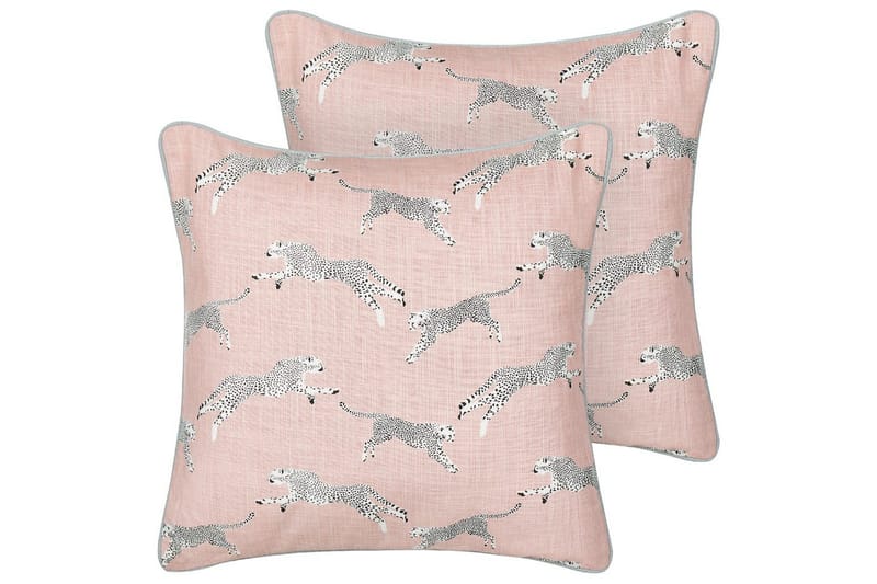 Pyntepuder Arales sæt af 2 Rosa/hvid/sort/grå, Firkantet, Rosa/hvid/sort/grå, Firkantet