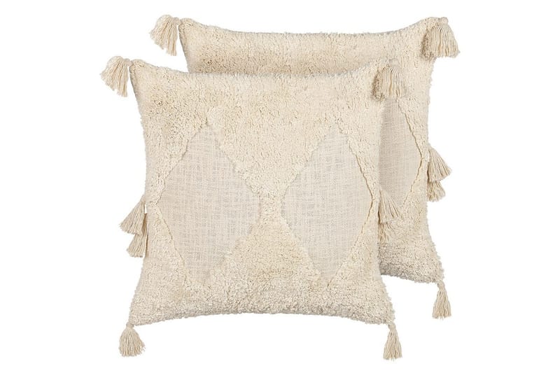 Pyntepuder Avium sæt af 2 Beige - Beige - Havemøbler - Hynder - Hynder til bænk & havesofa
