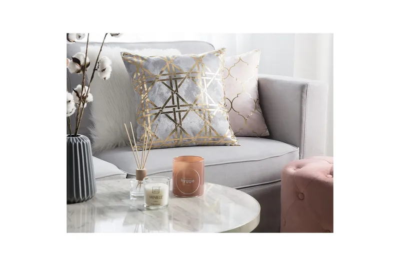 Pyntepuder Cassia sæt á 2 Grå/guld - Grå/guld - Tekstiler - Pude & plaid - Pyntepuder & pudebetræk