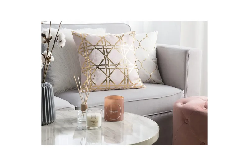 Pyntepuder Cassia sæt á 2 Rosa/guld - Rosa/guld - Tekstiler - Pude & plaid - Pyntepuder & pudebetræk