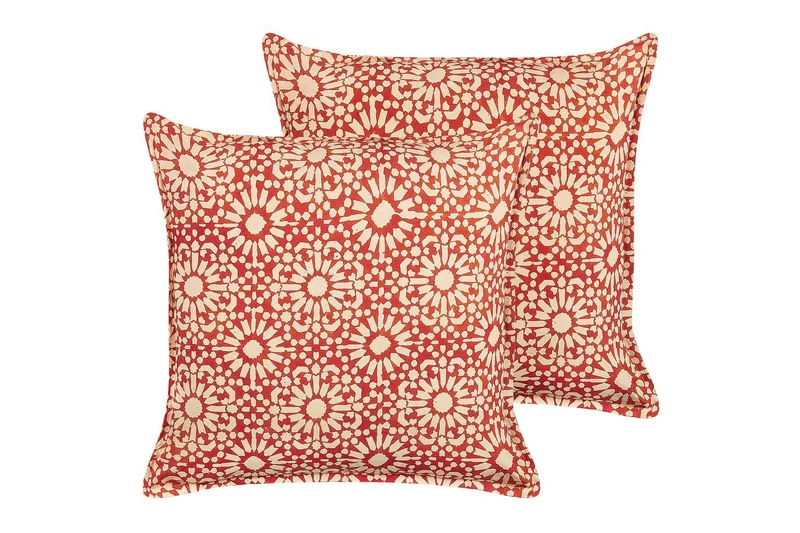 Pyntepuder Ceiba sæt af 2 Rød/beige, Rød/beige
