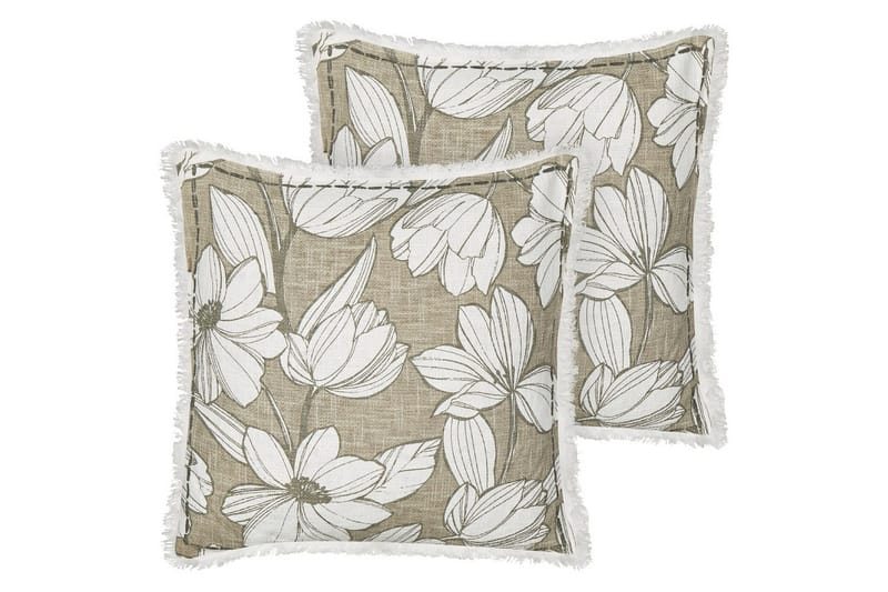 Pyntepuder Cyanotis sæt á 2 Hvid/Grøn - Hvid/Grøn - Tekstiler - Pude & plaid - Udendørs puder