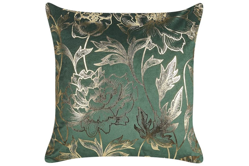 Pyntepuder Daffodil sæt á 2 Grøn/guld - Grøn/guld - Tekstiler - Pude & plaid - Udendørs puder