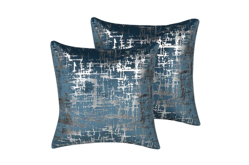 Pyntepuder Gardenia sæt á 2 Blå/Sølv - Blå/Sølv - Tekstiler - Pude & plaid - Udendørs puder