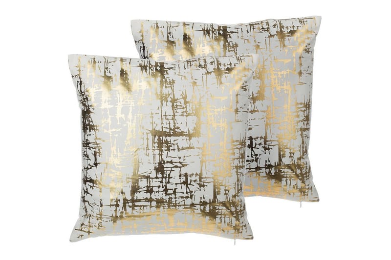 Pyntepuder Gardenia sæt á 2 Guld/hvid - Guld/hvid - Havemøbler - Hynder - Hynder til bænk & havesofa